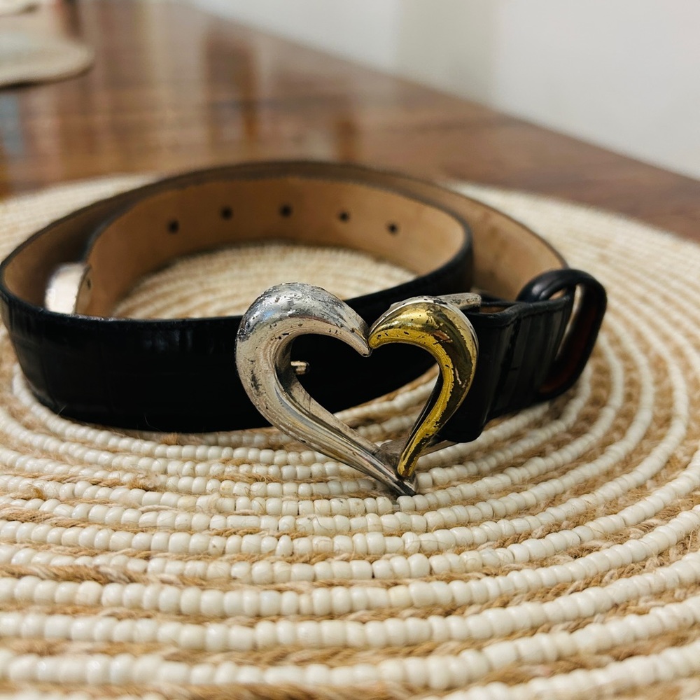 Brighton Heart Buckle Black Leather Belt